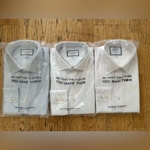 Charles Tyrwhitt Men's White and Blue Check Shirts